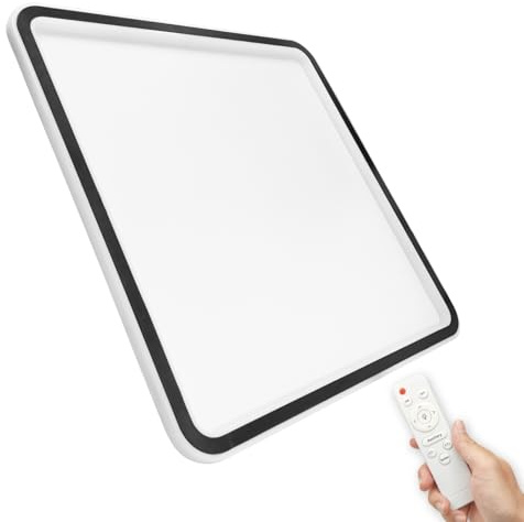 LED ATOMANT Plafon LED Negro Marco Luz Indirecta 50x50cm 36W CCT | Con Selector de color CCT, Mando a distancia