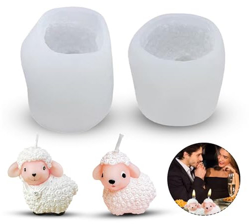 Moule époxy cristal,3D Bougie Moules Moule,Moules en Silicone Bougie - Set de 2 Modèles Mouton Durables et Innovants pour Gâteaux, Pâtisseries & plus