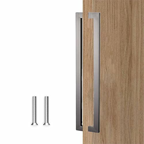 Quadratischer Scheunentürgriff, robustes Edelstahl-Haustürgriff-Set mit Chrom-Finish (80 cm)