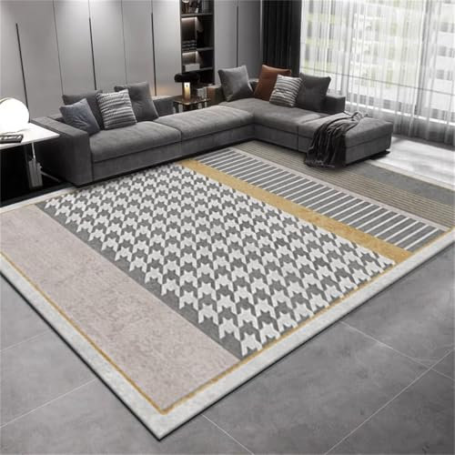 RUGMRZ Flickenteppich Waschbar Camping Teppich Für Draußen Grau-gelbes geometrisches Design Sofa Teppich Schlafzimmer Teppich Antifouling Carpets 200X260CM