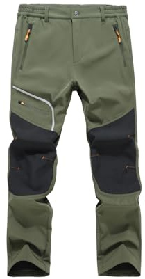 Tansozer Men's Warm Ski Pants Waterproof Outdoor Fleece Lined Winter Walking Hiking Climbing Windproof Snow Trousers Army Green 34