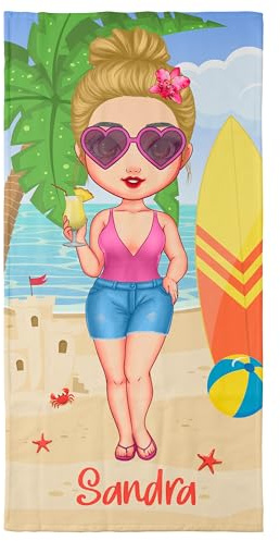 True Statements Handtuch personalisiert mit Name Beach Girl - Persönliches Geschenk für Beste Freundin Freundinnen - Best Friends, BFF (50 x 100 cm)