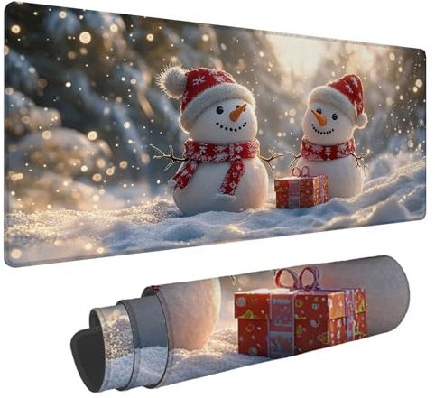 Tapis de Souris Bonhomme Neige Tapis Souris XXL Cadeau 1500x800x4mm Tapis Souris Gamer,Sous Main Bureau Ordinateur Portable,Mouse Pad Bords Cousus Caoutchouc Antidérapante,pour Souris et Clavier A-288