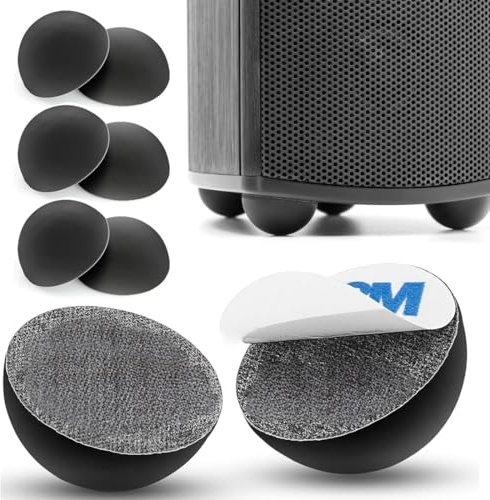 MOLZINY 8 Pezzi Gommini Adesivi 30mm Piedini Nero Antiscivolo per Impianti Audio, Porte, Mobili - Ridurre il Rumore
