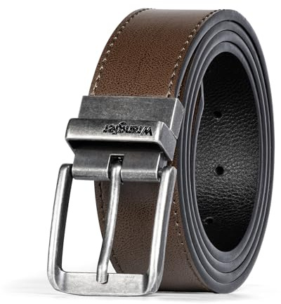 Wrangler Wendbarer Ledergürtel für Herren, braun/schwarz, lässiger Taillengürtel, Einheitsgröße, geschnitten für Passform, Dunkelbraun + Schwarz, Einheitsgröße