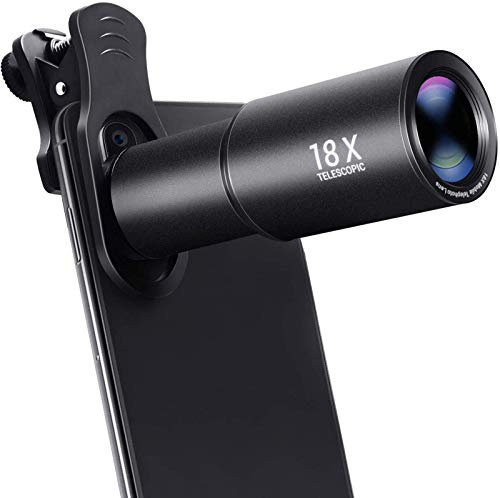 Binocolo Portatile ad Alta Potenza Obiettivo Fotocamera Telefono Cellulare, teleobiettivo Zoom 18X, Obiettivo Smartphone HD in Alluminio Compatibile, telescopio monoculare