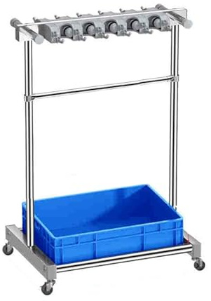 Broom Rack Organizer - Stainless Steel Floor Standing Cleaning Supplies Storage Cabinet with Bottom Basin for Mops and Tools (Blue 122x67x50cm)