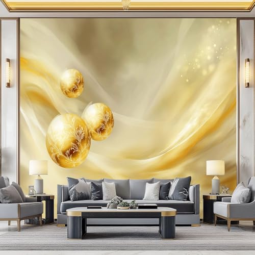 WHUOEUCO Papel Tapiz Fotográfico 3D Bolas Metal Líneas 300x210 cm Papel Pintado Panorámico, Murales Decoración Pared Moderna para Cuarto de Niño, Salón, Oficina