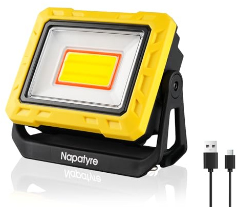 Napatyre Lampada da lavoro a LED, 2000 lm, lampada da officina super luminosa con base magnetica girevole a 360°, torcia da officina, lampada da ispezione COB con power bank per auto, campeggio