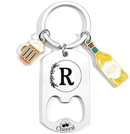 QTZXZX Porte-clés lettre initiale pendentif, porte-clés gravé personnalisé A-Z porte-clés cadeau amis, A-Z 26 lettre initiale pendentif porte-clés – cadeau femme homme anniversaire noël
