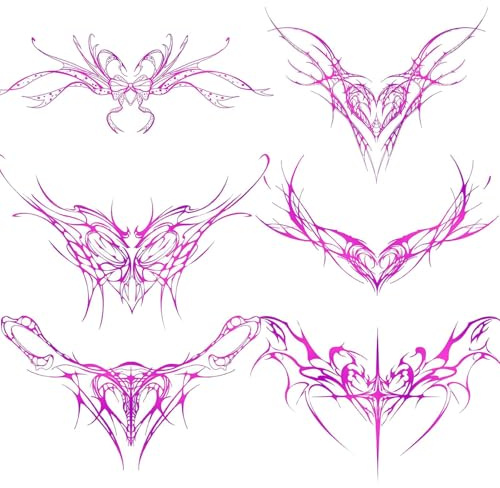 6 Pcs Sexy Navel Thermochromic Temporary Tattoos for Women - Waterproof Temperature-Changing Fake Tattoo Stickers, Safe Sensitive Skin-Friendly Body Art for Parties Holidays Daily Wear (6 Pcs)