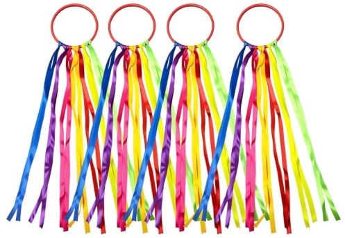 Funver Rainbow Dance Ribbons, 45cm Colorful Gymnastics Rhythm Ribbons with Sticks, Sensory Streamers for Performance Training and Creative Movement Play (Rainbow)