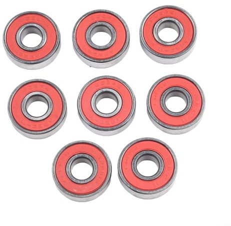 Yhenlovtt Prime Speed Skateboard-Kugellager, 608rs versiegelte Rollschuh-Kugellager Abec-11 und Rad für Roller, 8 Stück (rot)