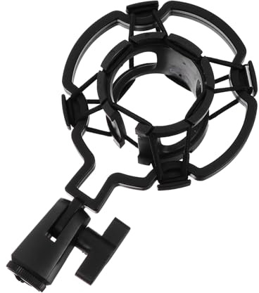 TOYANDONA Soporte Amortiguador de Plástico para Micrófono de Condensador Negro, Clip de Suspensión Antivibración para Estudio y Grabación, Montaje Estable y Reducción de Ruido