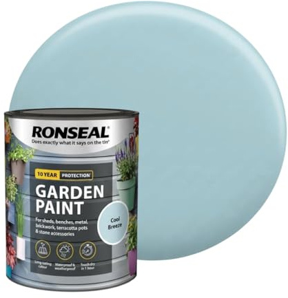 Milena Cool Breeze Garden Paint 750ml, Water Based Wooden Paints, Fast Drying Matt Finish, Long Lasting Fade Resistance Fence Paint, DIY Colour for Brick, Flower Pots (Cool Breeze, 750 M L)