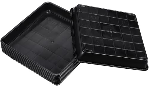 Veemoon 8 Pezzi Vassoi Quadrati in Plastica Nera 12x12 Cm per Bonsai, Sottovasi Pratici per Piante in Vaso, Piatti Speciali per Protezione Superfici e Mantenimento umidità, per