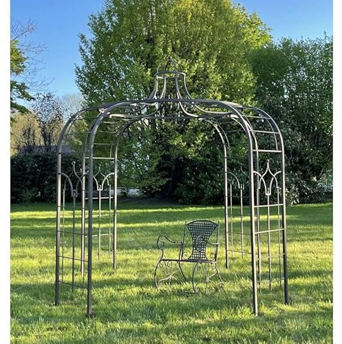 L'Héritier Du Temps Gloriette Princess Medium Pavillon Pergola Garten-Schuppen rund aus Schmiedeeisen Peinture Epoxy braun gehämmert 300 x 300 x 300 cm