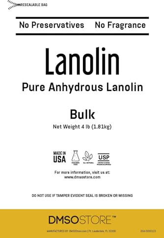 DMSOSTORE LANOLIN 4 lbs. Bulk Pure Unrefined USP Grade Anhydrous 100% Pure Skin Moisturizer