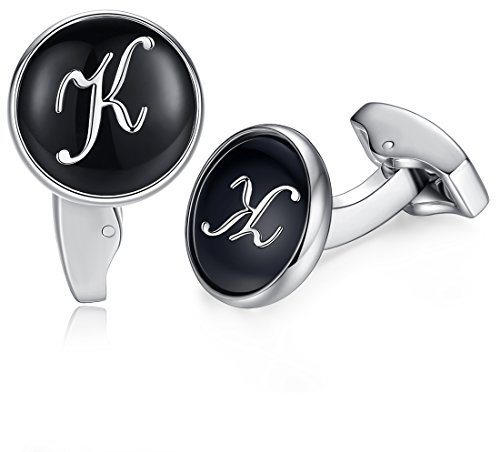 Honey Bear Briefe Initialen Buchstabe manschettenknöpfe Herren Edelstahl Hochzeit Cufflinks Manschettenknopf Schwarz (K)