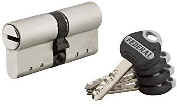 THIRARD - Cylindre de Serrure Double Entrée Federal - Nickel - Haute Sécurité - Anti-Arrachement, Anti-Perçage, Anti-Crochetage, Anti-Casse - 30 x 30 mm - Gris - 4 Clés Réversibles