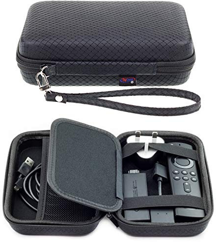 Digicharge Hard Carry Case for Amazon Fire TV Stick 4K / Fire TV Stick Remote Control Cables and Charger - Protective Portable Travel Hard EVA Cover Shockproof Storage Bag Pouch, Black