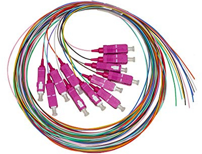 LINK LKSC12PT4 Set Cavi Pigtail Fibra Ottica Colorati connettori SC OM4 simplex Lunghezza 2 Metri Confezione 12 Pezzi Dimensioni compatte 22,5x18,5x0,5 cm per terminare Cavi in Rack e Box ottici