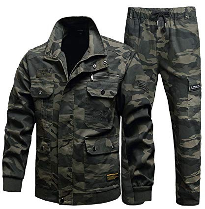 YJKJ Schweißerjacke, Arbeitsjacke, Baumwolle Tarnung Mehrere Taschen Geeignet Für Fabriken, Logistik, Hochbau, Schweißer, Autoreparaturen Usw.,XXL