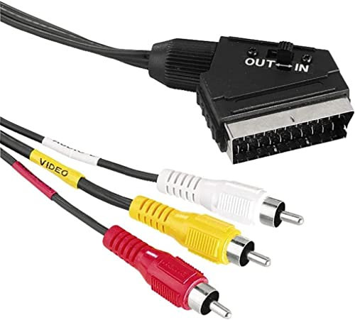 CABLEPELADO Cable SCART AV Conmutable | Adaptador Euroconector | S-Video 3 Convertidor Con 2 x Audio, 1 x Video | 3 Metros