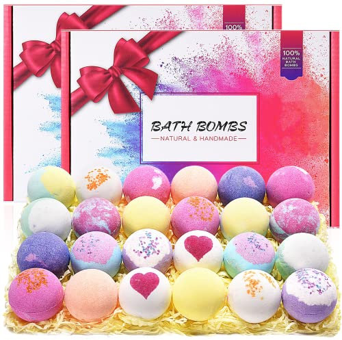 Elehoomly Badekugeln, 24 Stück Badebomben Geschenkset, Handgemacht mit ätherischen Ölen, Sheabutter, Meersalz, Bath Bomb für Hautpflege, Geschenk für Frauen, Kinder, Freundin
