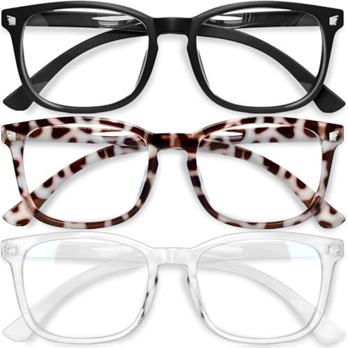 CCVOO 3 Pack Blue Light Blocking Reading Glasses, Anti Headache/Glare/Eye Strain Readers Computer Eyeglasses Women/Men (3 Pack Mix，1.75)
