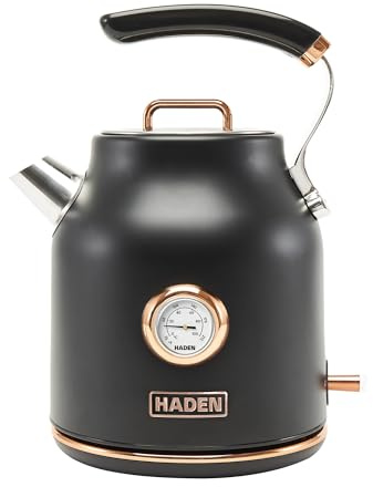 Haden Dorset 1.7 Liter Stainless Steel Electric Kettle, Hot Water Kettle with 360-Degree Base and Auto Shutoff, Black & Copper