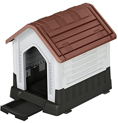 Hundehütte Kunststoff Wasserdichtes Hundehaus, Indoor- Und Outdoor-Katze Und Hund Haustierheim Mit WC, (Color : Brown, Size : 73.5x58x66cm)