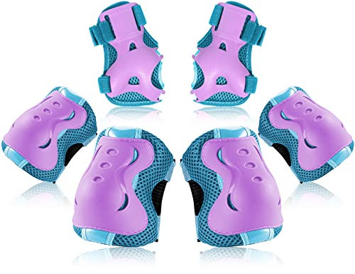 BOSONER Knieschoner Kinder Schoner Inliner Protektoren Schützer Inline Skates Knie Und Ellenbogenschützer Knieschützer Skateboard Rollschuhe (Blauviolett, S(3-8 Jahren))