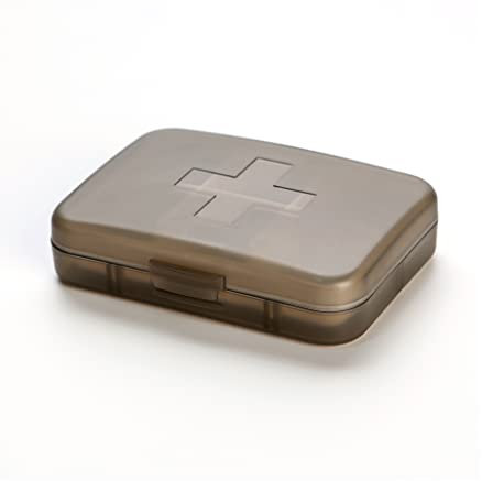 Pastillero semanal, organizador portátil 6 Plaid, pastillero diario, sostiene medicamentos, productos salud o accesorios pequeños, caja organizadora cabe fácilmente bolsillo o bolsa (Negro)