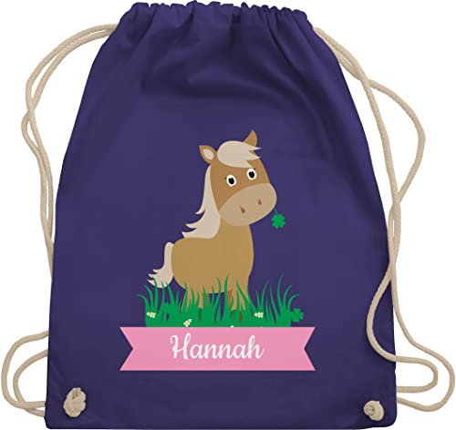 Turnbeutel Rucksack - Pferde - Süßes Pferd mit Name - Unisize - Lila - personalisierter pferdemotiv reit sachen für mädchen pferden beutel kindergarten pferderucksäcke pferdeliebhaber