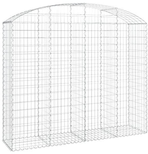 vidaXL Arched Gabion Basket Cage Mesh Wire Stone Basket Outdoor Spiral Retaining Wall Planter Garden 200x50x160/180 cm Galvanised Iron