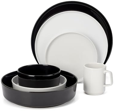 Berndorf 31 cm svart porslin serveringstallrik (5 st) – stor bricka för middag, grillning, snacks och tårtdisplay – köksbricka och tallrik för mellanmål, fat och servering
