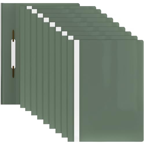 ACROPAQ - 10 x Schnellhefter A4 - Transparente Vorderseite und farbige Rückseite, Hefter A4 für bis zu 70 Seiten, Pastellgrünen, Professionelle und einfache Organisation - Plastik File Folder, Mappen
