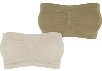 Urban Classics damer Top Ladies Pads Bandeau 2-pack softseagrass + khaki S, Mjuk havsgräs + khaki, S