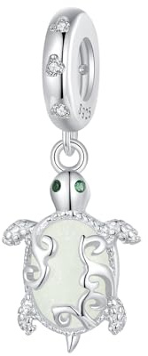 Qings Charmes de Lumineux Animal en Argent 925 Chat Papillon Tortue Abeille Coccinelle Hibou Papillon de nuit Glow in the Dark Charms Pendentif pour Bracelets et Colliers Européens pour Femmes Filles
