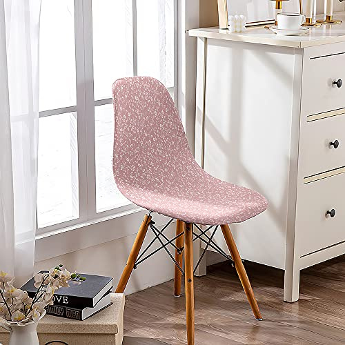Hiseng Zerdrückte Blume Stuhlhussen, Schalenstuhl Bezug, Stretch Stuhlbezug für Skandinavische Stühle, Waschbar Hussen für Stühle, Stuhlbezüge Restaurant, Hochzeit, Partys Deko (4 Stücke,Rosa 2)