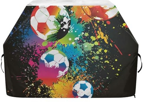 Grillabdeckungen, Oxford-Grillabdeckung für Weber, Brinkmann, Char Broil, wasserdicht, winddicht, reißfest, bunt, Fußball-Gas-Grillabdeckung (165 x 63,5 x 114 cm)