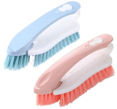 2pcs Scrubbing Brush, Floor Scrubbing Brush, Scrubbing Brush with Handle, Carpet Brush, Hand Brush, Scrubbing Brush Heavy Duty, Hand Scrubbing Brush for Cleaning Bathrooms and Large Areas