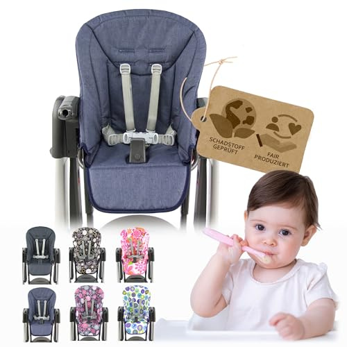 Sitzkissen kompatibel mit Peg Perego Tatamia & New Born (meliert blau) | Ersatzbezug , robustes und strapazierfähiges Material, weich gepolstert, waschbar