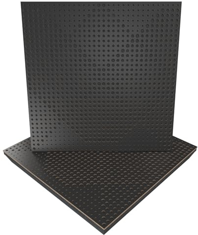 Pack de 2 paneles acústicos absorbentes/difusores | 50 x 50 x 5 cm | Absorción - Difusión - Reflexión - Insonorización | Madera laminada perforada: [ x2 WILDS | Negro]