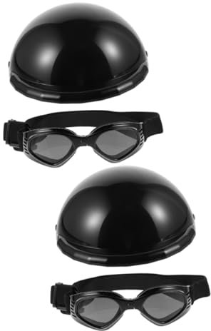 BESPORTBLE 2sätze Lustigen Haustierhelmen Mit Brille Für Hunde Kunststoffbrille Und Sicherheitshelm Für Kleine Hunde Anpassbar Und Komfortabel Für Outdoor-aktivitäten