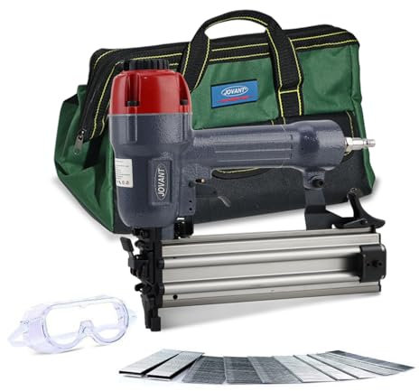 Pistolet cloueur pneumatique - Calibre 18 - 2 ou agrafes 3/4-1-9/16 - Avec mallette de transport, 1600 clous et 1200 agrafes - Idéal pour le rembourrage, le travail du bois