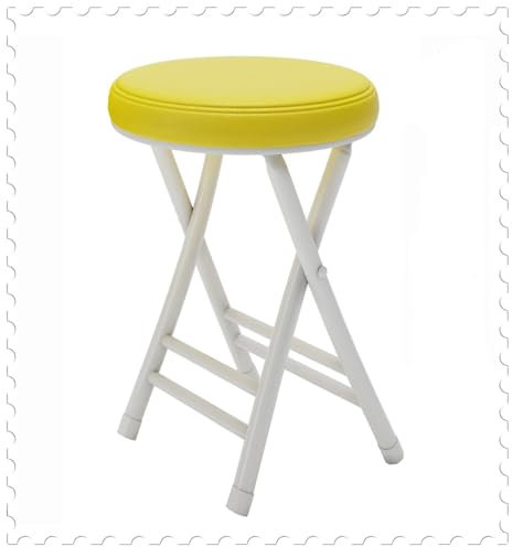 Sgabello pieghevole moderno impilabile con seduta imbottita, altezza 50,8 cm, in metallo, sgabello da bar (telaio bianco, seduta gialla)