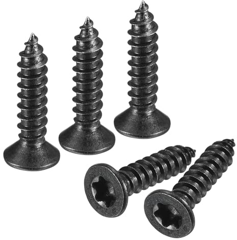 sourcing map #6 x 5/8-inch Flat Head Torx/Star Wood Screws, 100 Pcs 304 Stainless Steel, Full Threaded, Black Coated, Self-Tapping Screws Fit T15 Bit for Wood, Plastic and Soft Metal