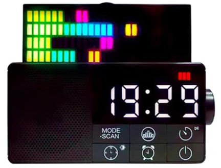 BELLIFFY Radio Horloge à Grand Écran Radio-réveil Grand Écran Horloge Digitale Radio Pilotée De Température Intérieure Réveil Silencieux LED 3D Black Plastique